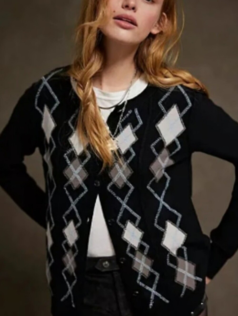 We The Free By Free People Argyle Cardigan *XL *NWOT